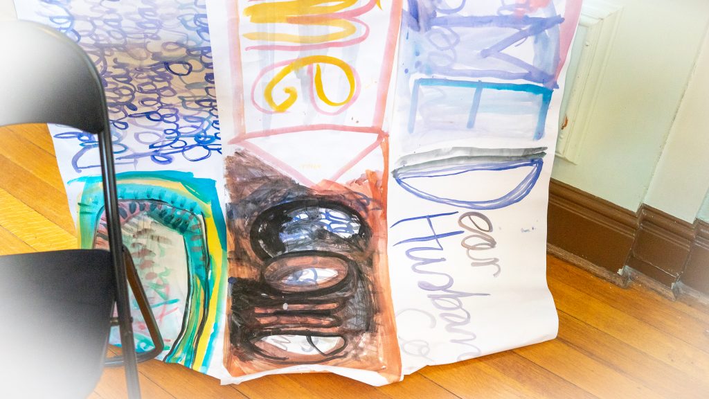 11 Come: And Another Thing - stream of thought, paint on paper (detail).