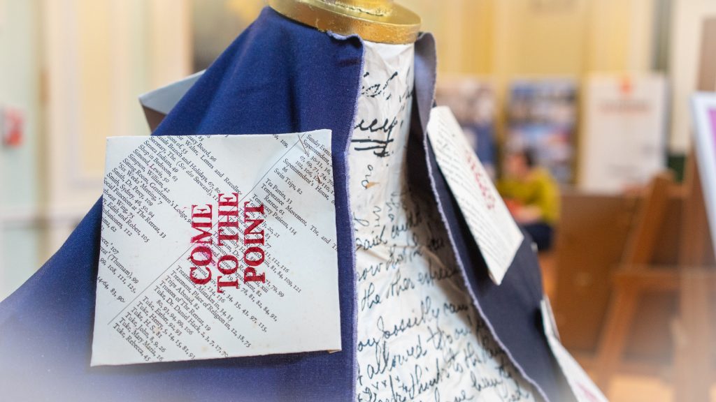 5. Come To The Point – Mannequin, letterpress prints, community responses.