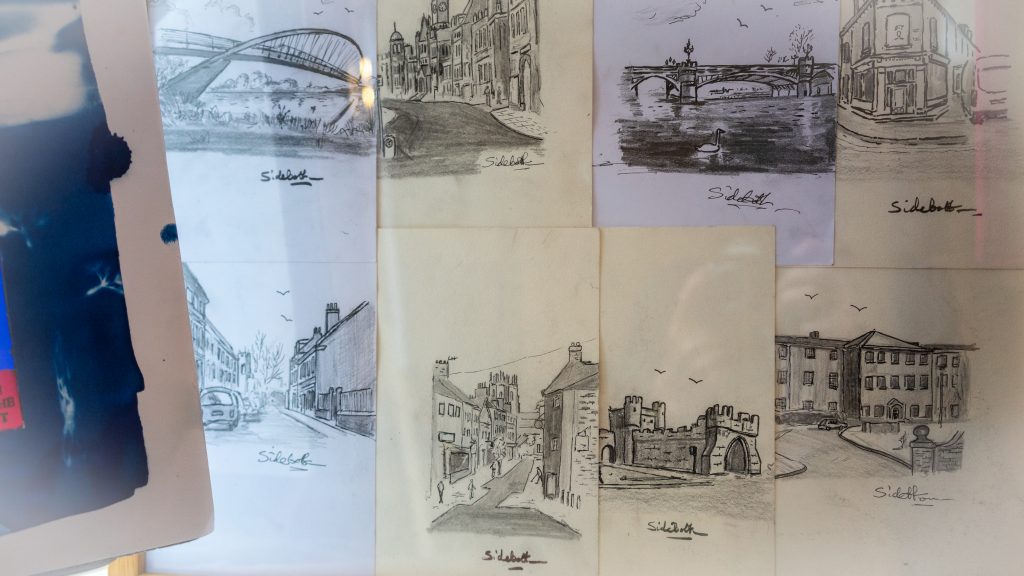 Original sketches for The Walk of Alfred map.